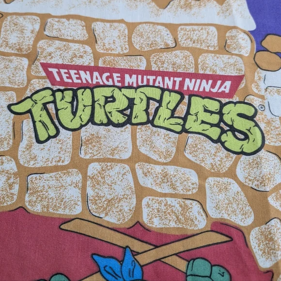Vintage Bibb USA 1988 Teenage Mutant Ninja Turtles Flat Twin Sheet - Picture 7 of 8